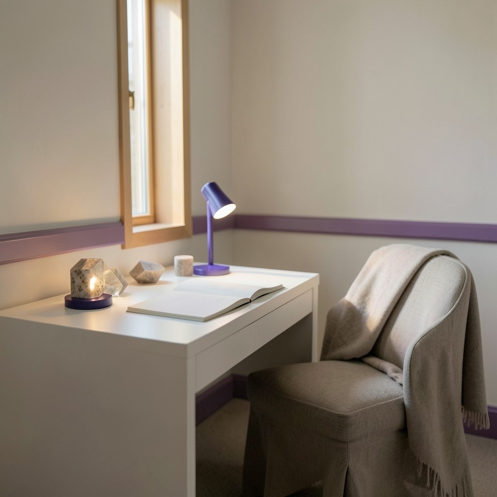 A quiet study corner with warm natural light falling across open notebooks.