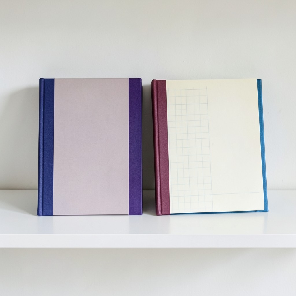 A neat desk with notebooks and soft morning light, representing the study materials in the library.